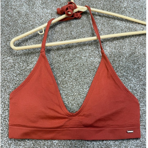 PINK Victoria's Secret Other - Victoria's Secret PINK Ribbed Halter Bralette Burnt Orange Rust Small Boho Swim